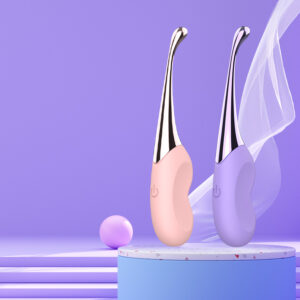 Two G-spot vibrators, one pink and one purple, with sleek, curved designs